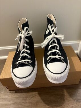 Converse Black and White High-Top Platform Sneakers